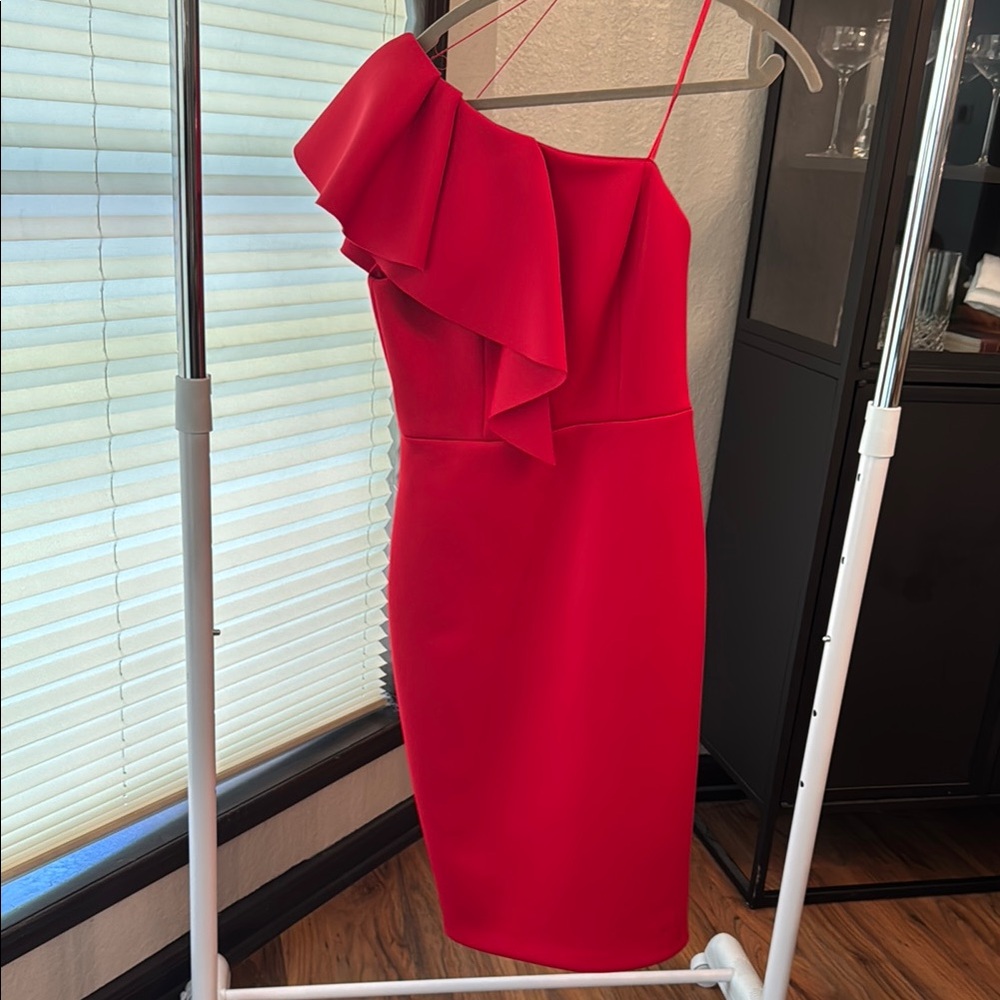 Elegant Red One-Shoulder Dress